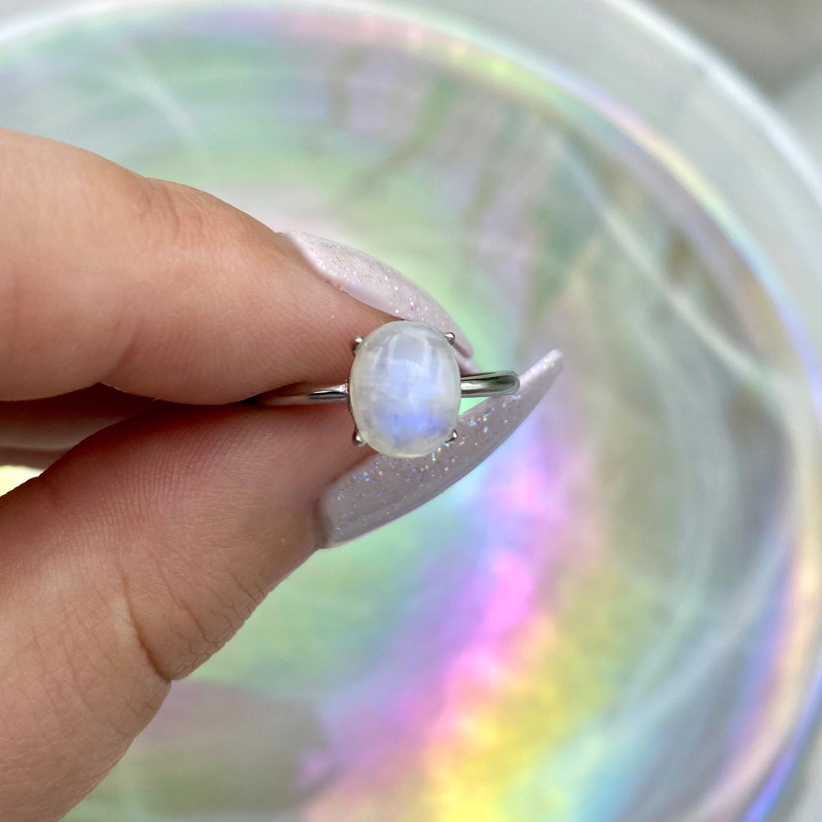 Rainbow Moonstone Ring #3