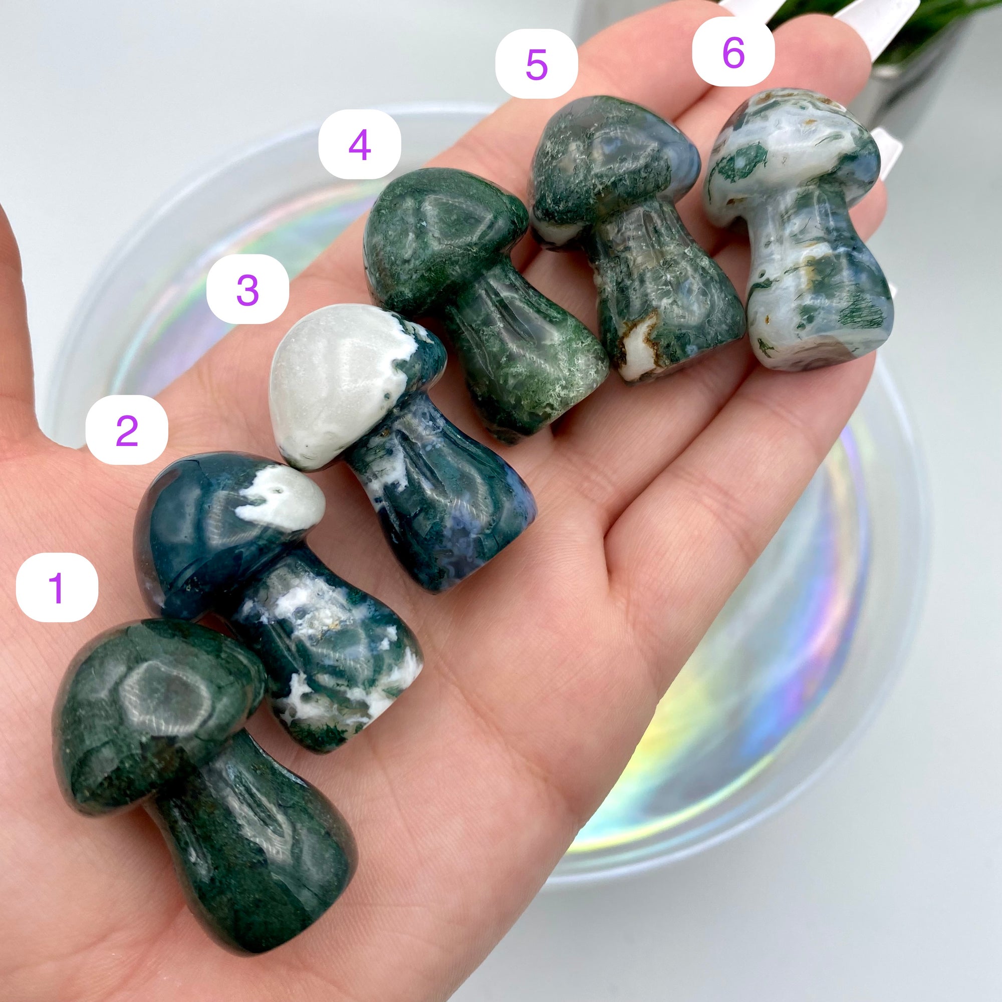 Moss Agate Mushrooms