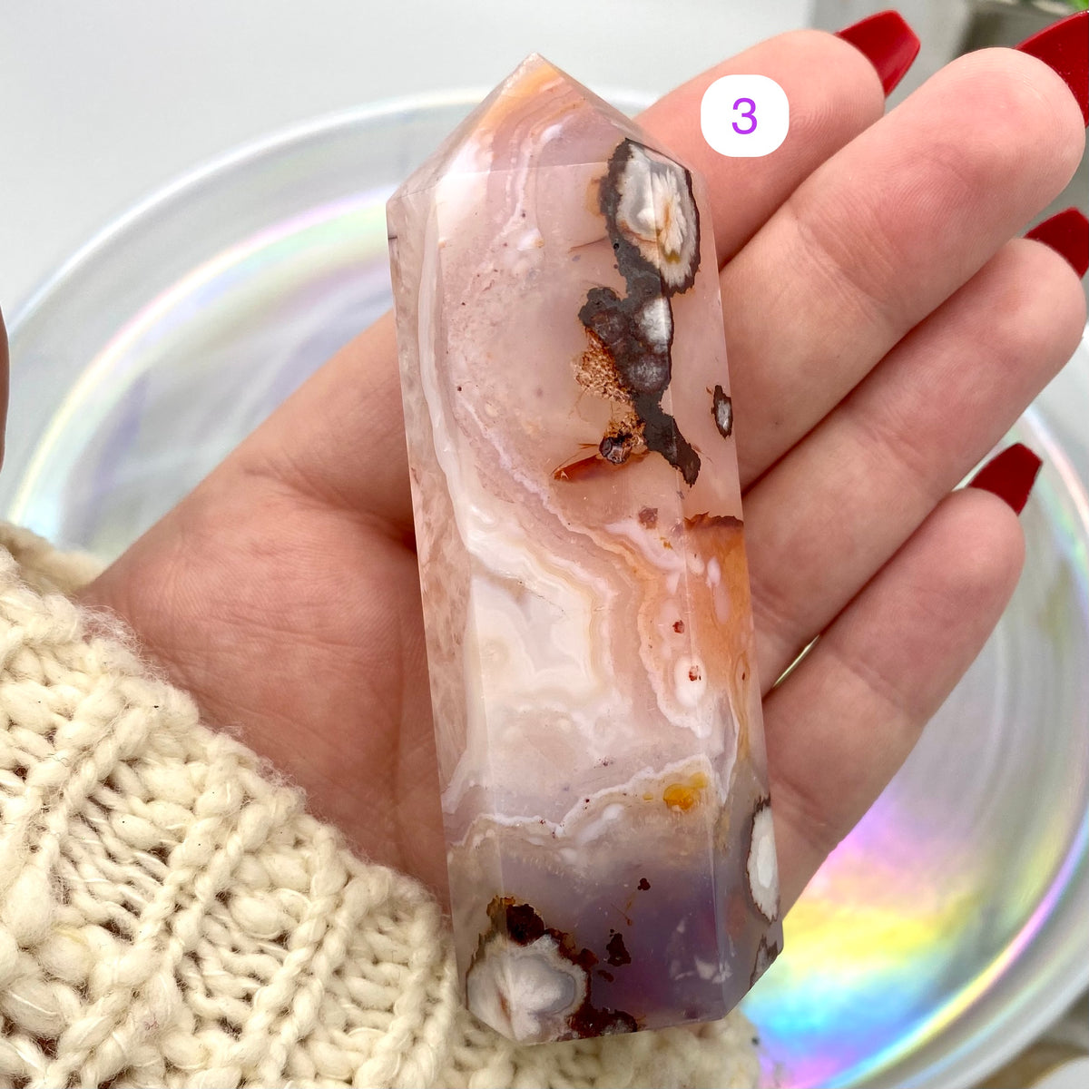 Carnelian x Flower Agate Towers - Rare