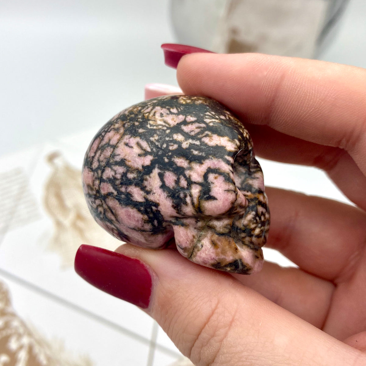 Rhodonite Skull