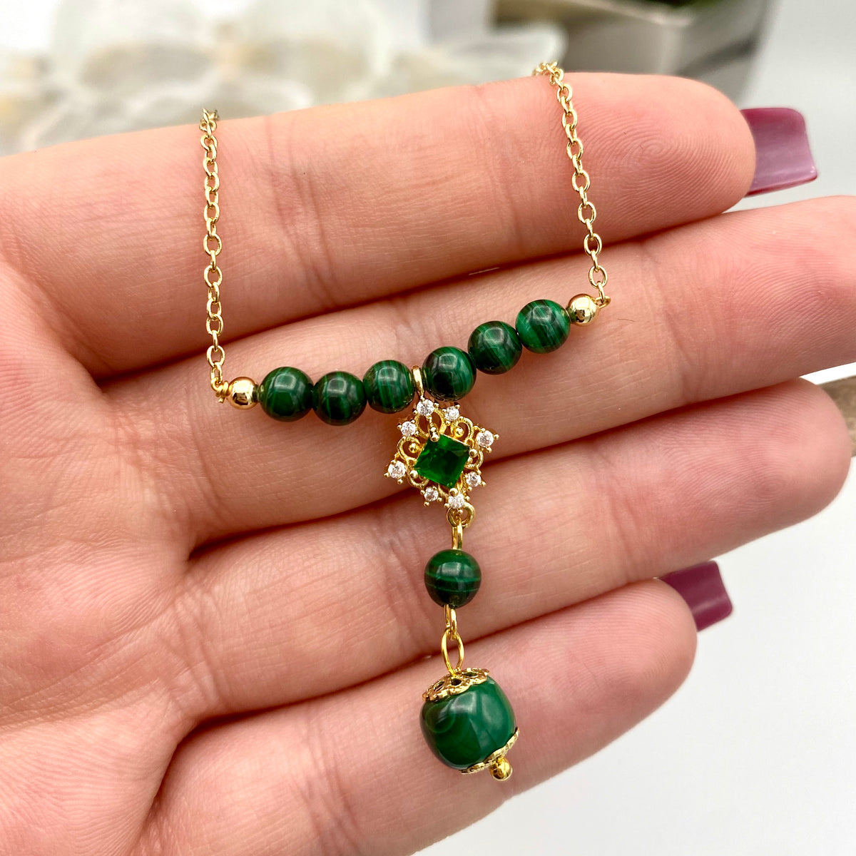 Malachite Dangle Necklace
