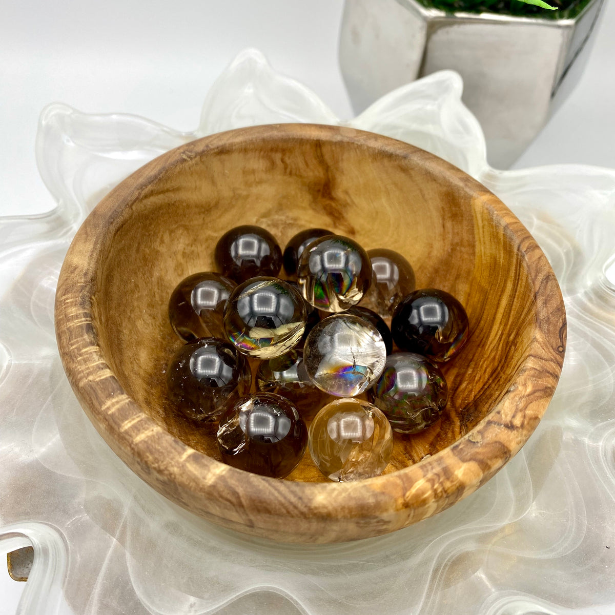 Smokey Quartz Cracked Mini Sphere