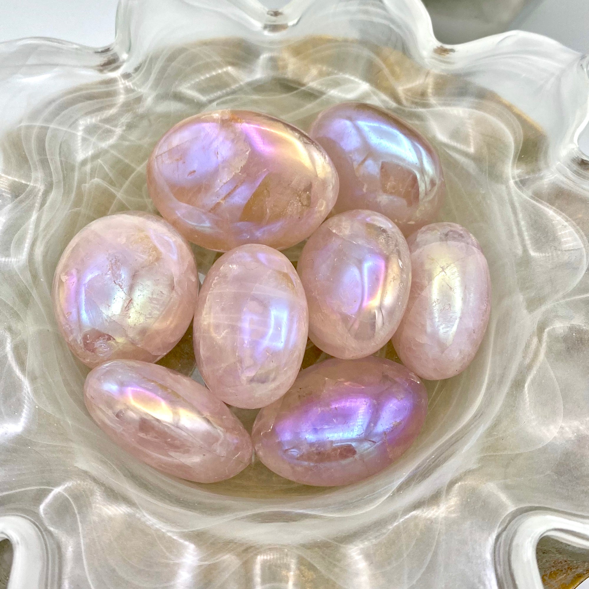 Aura Rose Quartz Palm Stones