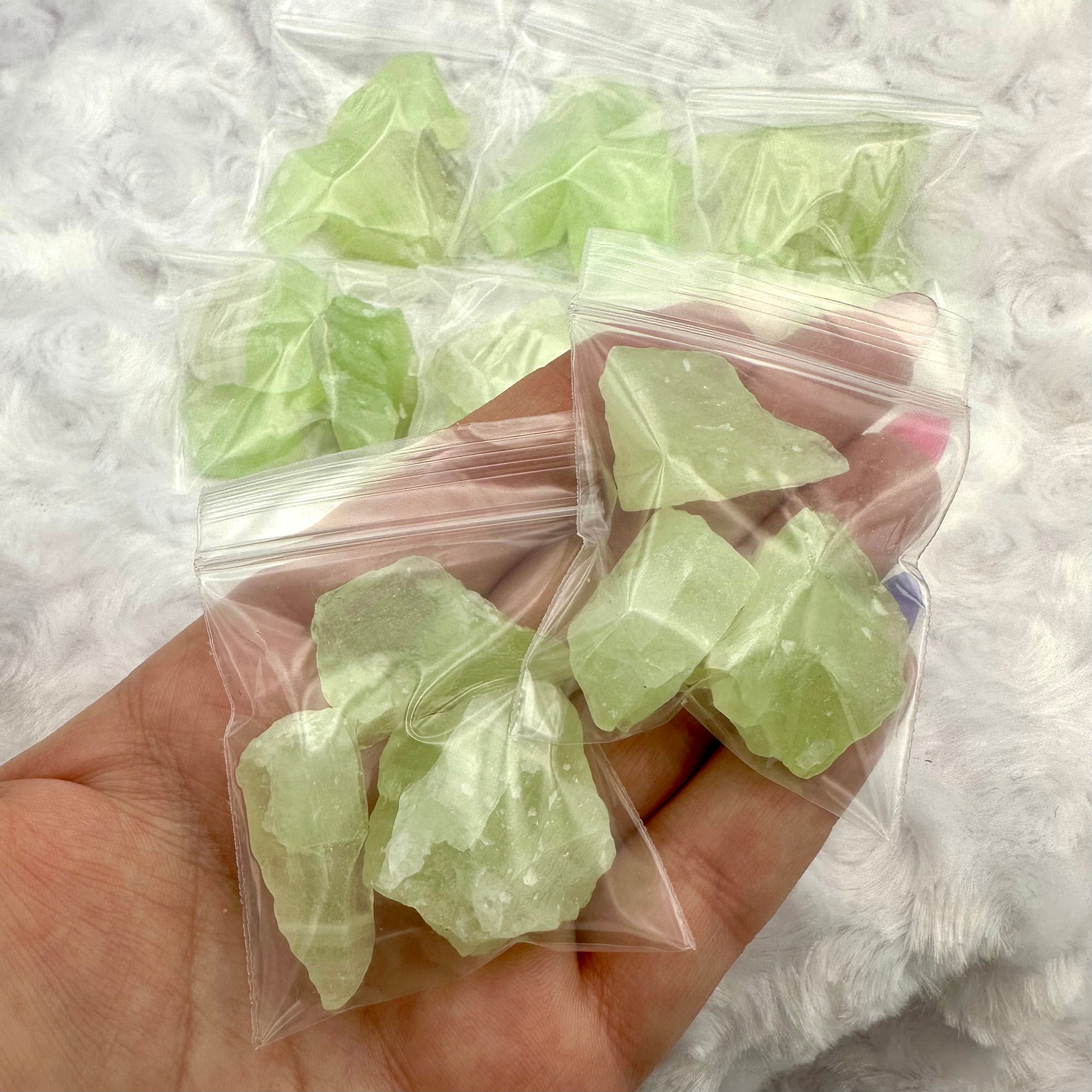 Green Calcite Tumbles in Baggie