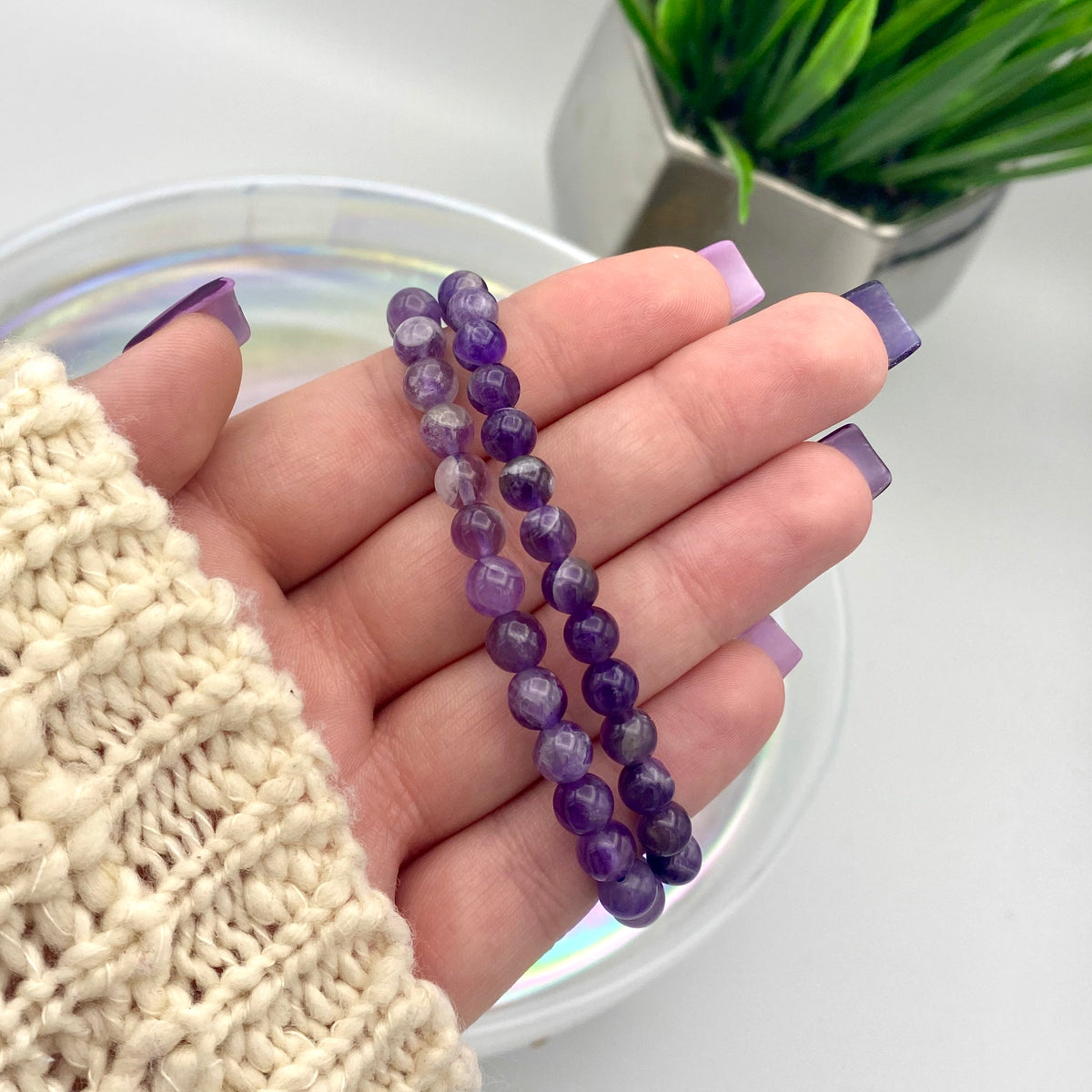 Chevron Amethyst Bracelet - 6mm