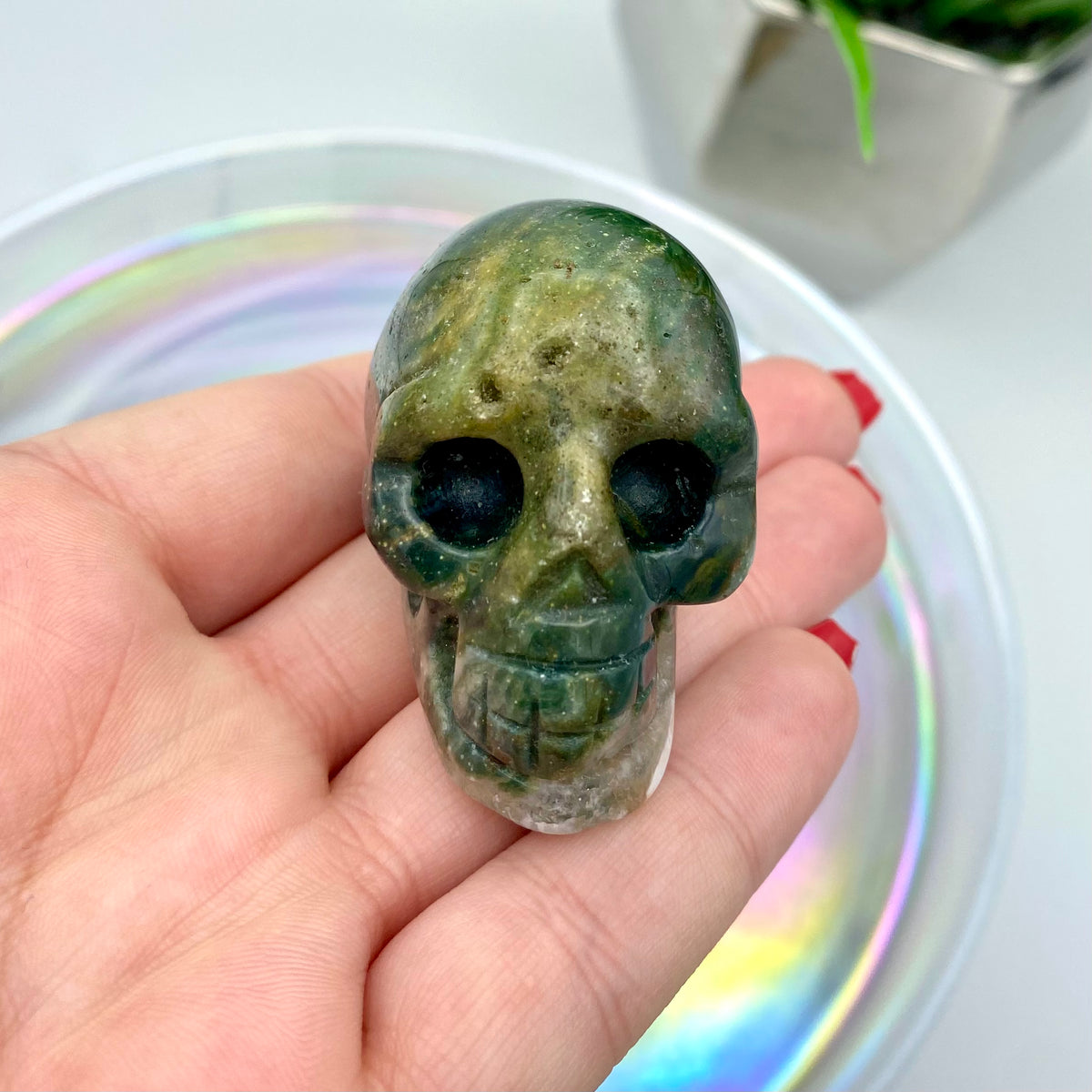 Moss Agate Skull #1