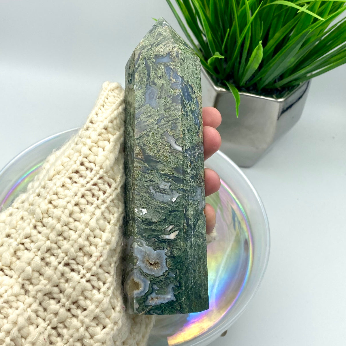 Moss Agate Large Tower #3