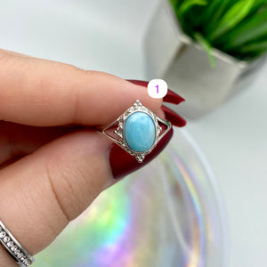 Larimar Adjustable Rings