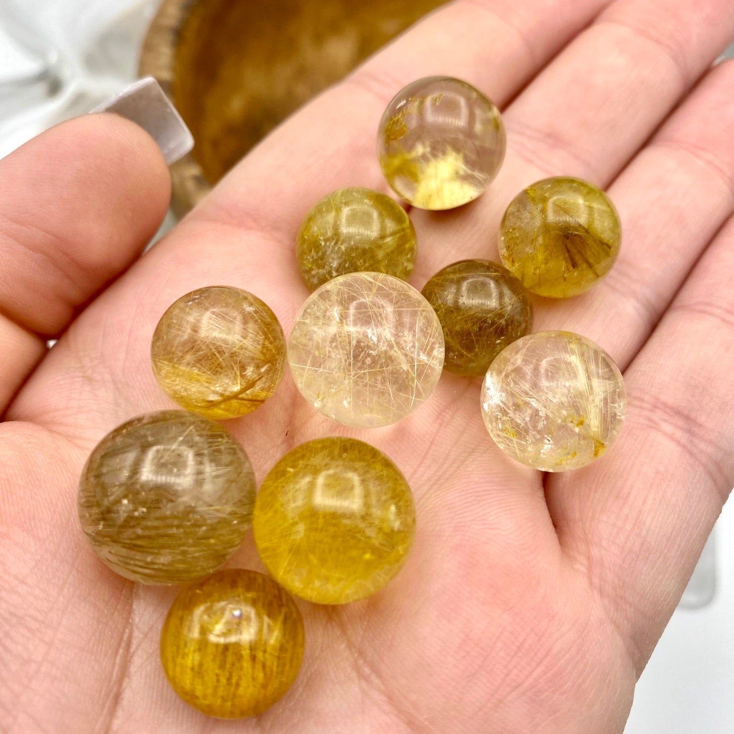 Golden Rutilated Quartz Mini Spheres