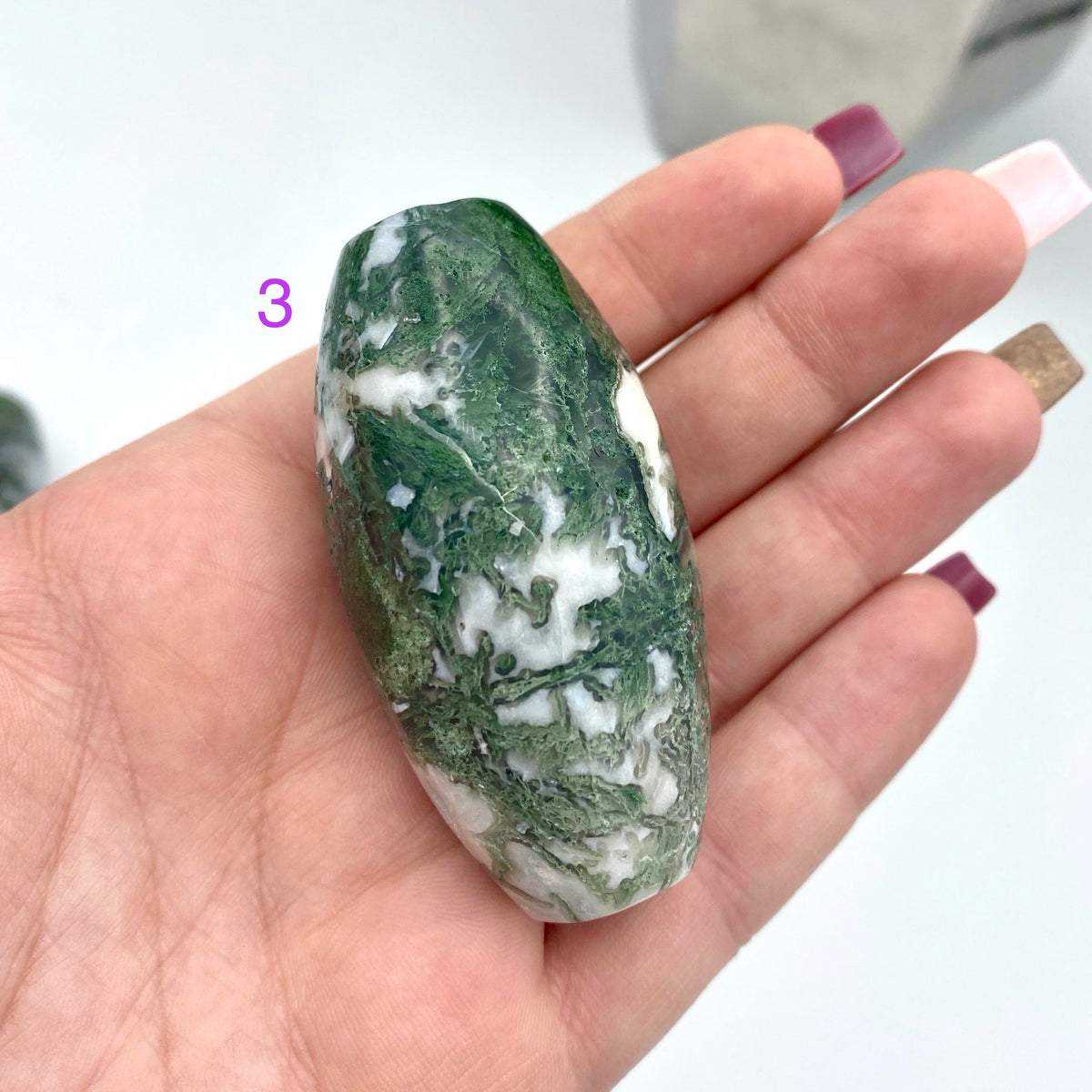 Moss Agate Palm Stones