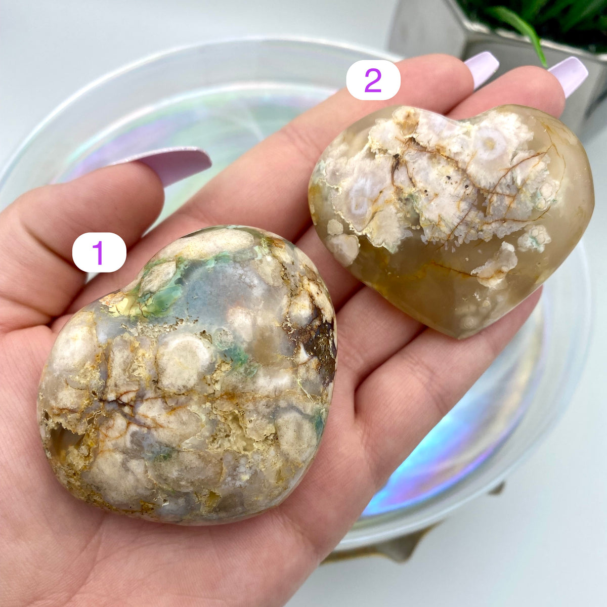 Flower Agate Hearts
