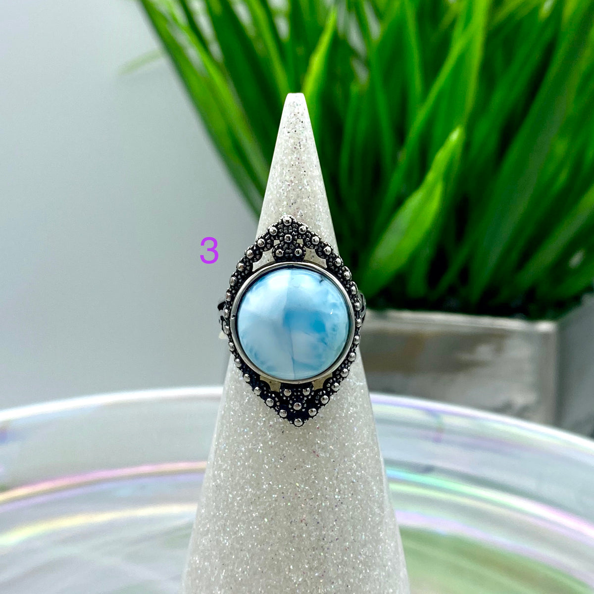 Larimar Diamond Style Rings