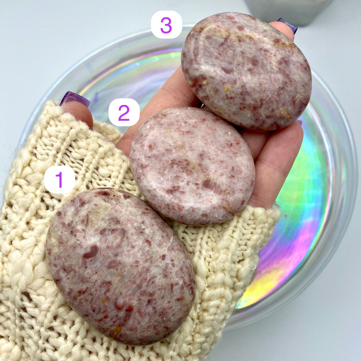 Strawberry Jasper Palm Stones