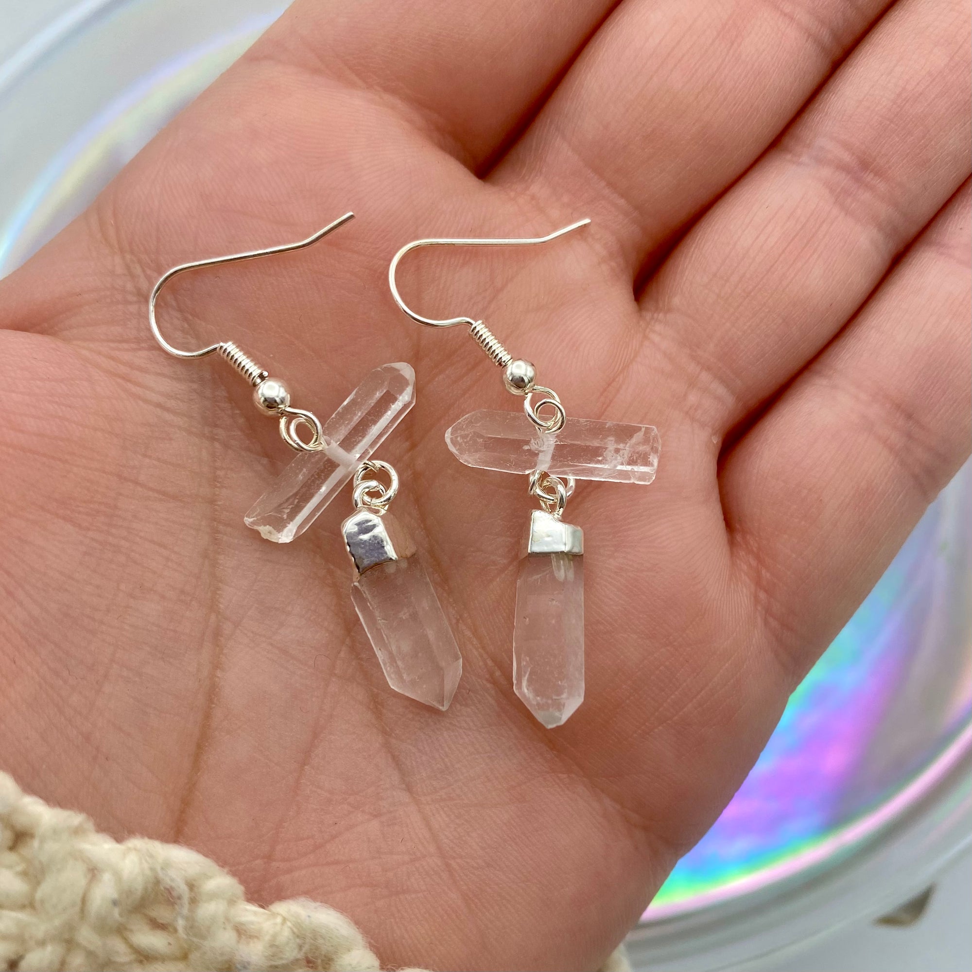 Clear Quartz Dangle Earrings