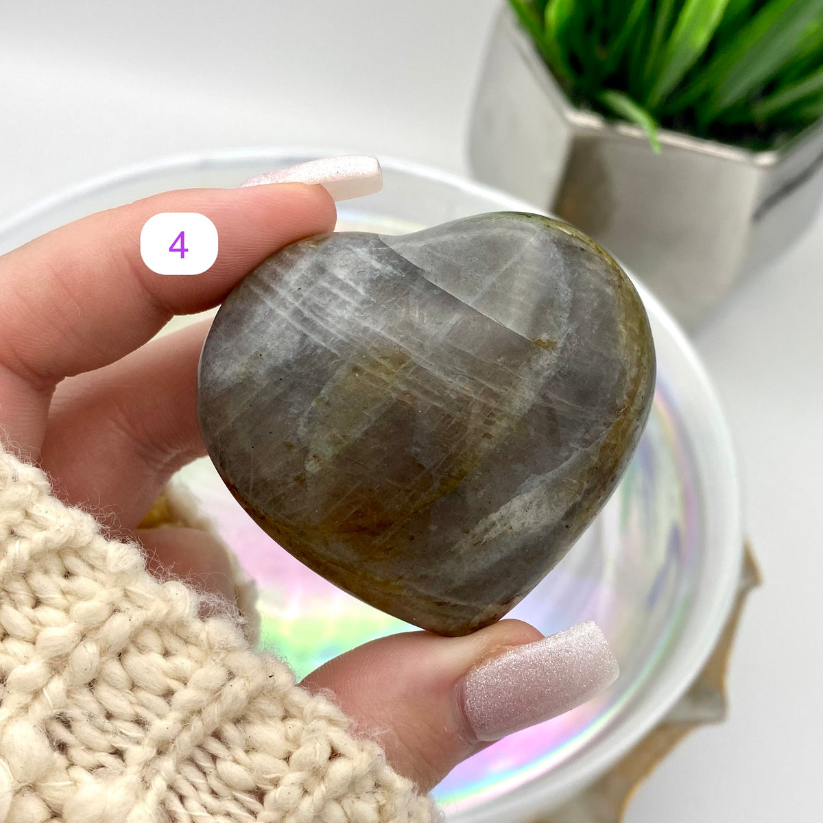 Labradorite Orange Flashy Hearts