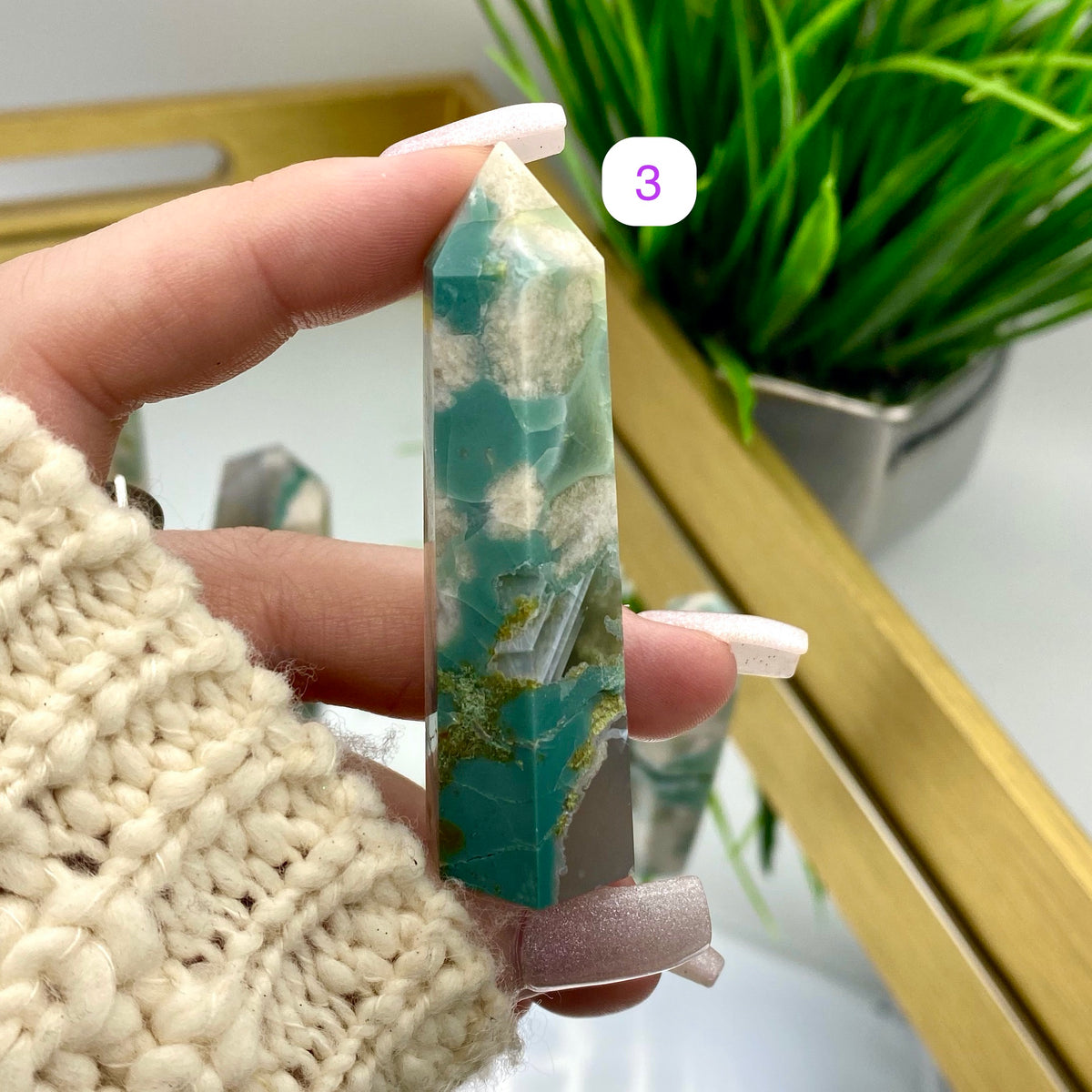 Green Flower Agate Towers