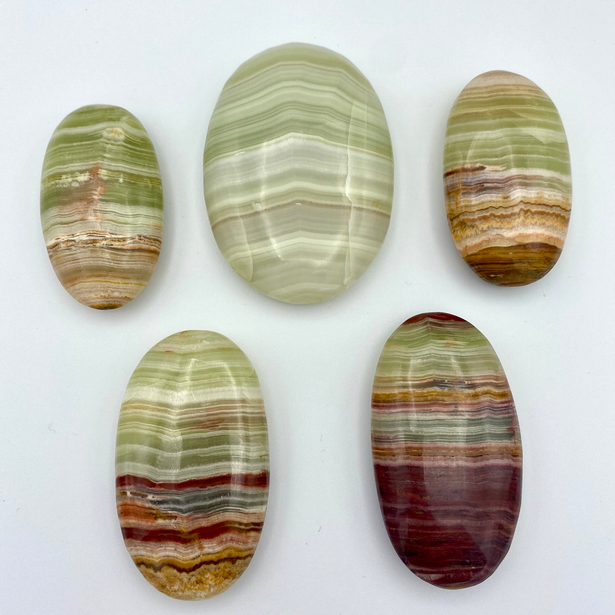 Green Banded Onyx Palm Stones