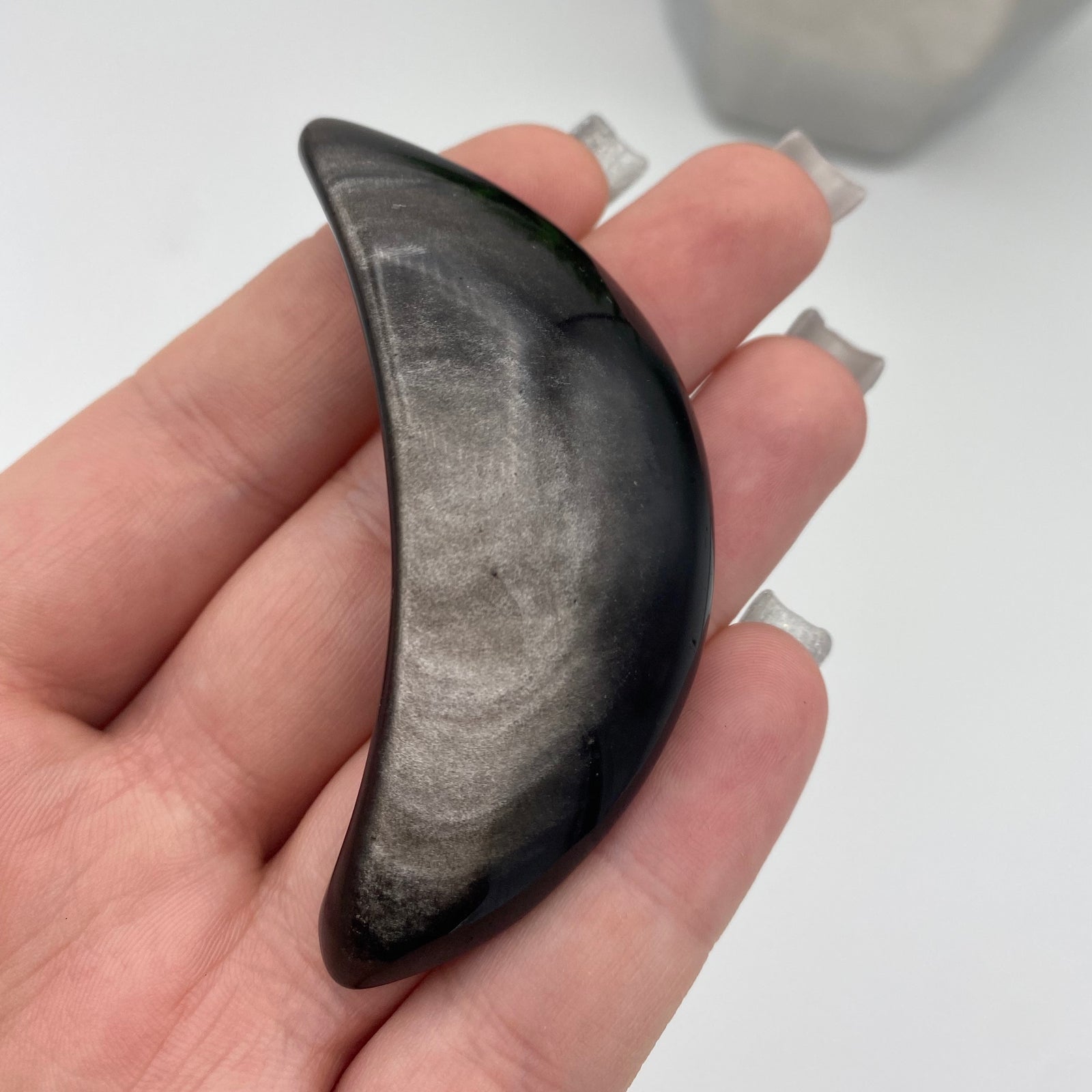 Silver Sheen Obsidian Moons