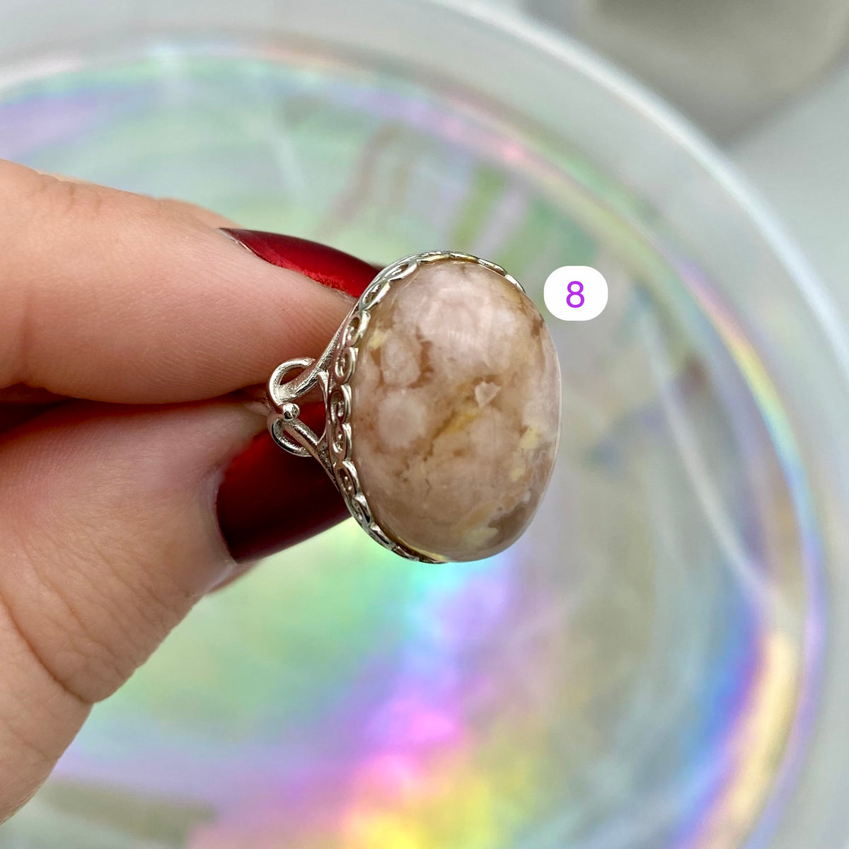 Flower Agate Rings