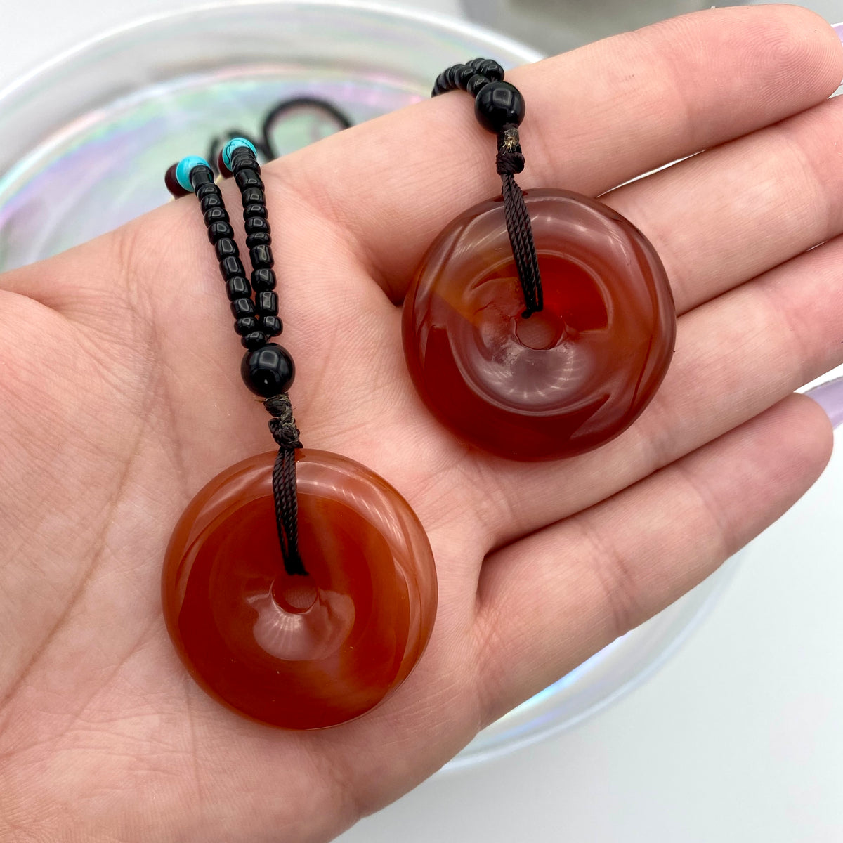 Carnelian Necklace w/ Blue Beads