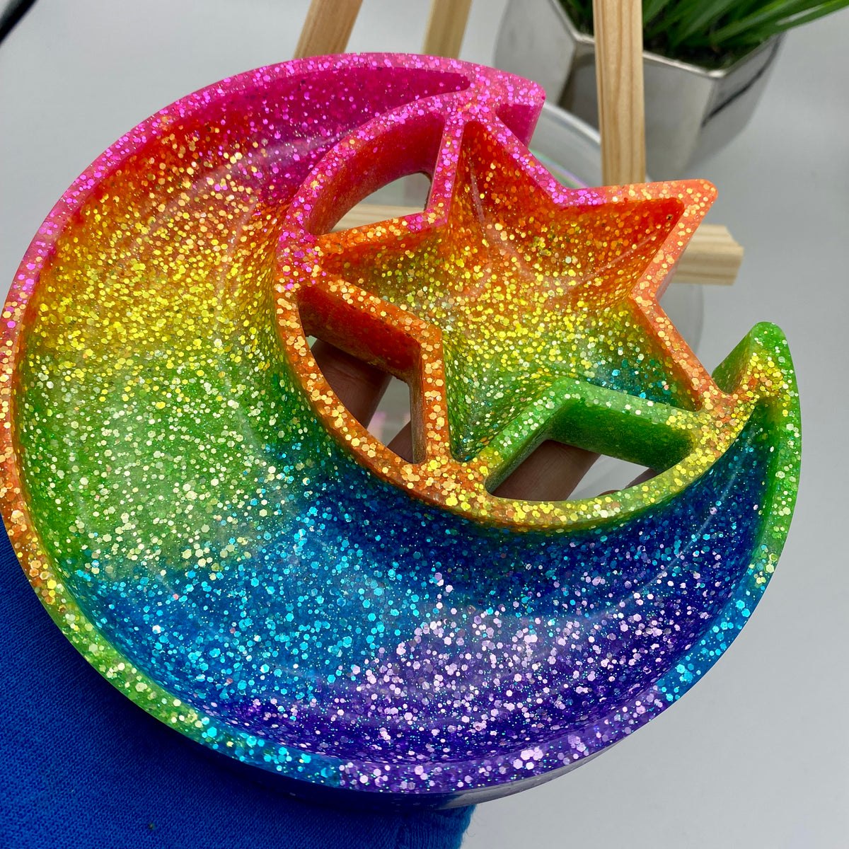 CRESCENT MOON & STAR TRAY / DISH / BOWL - RAINBOW #1