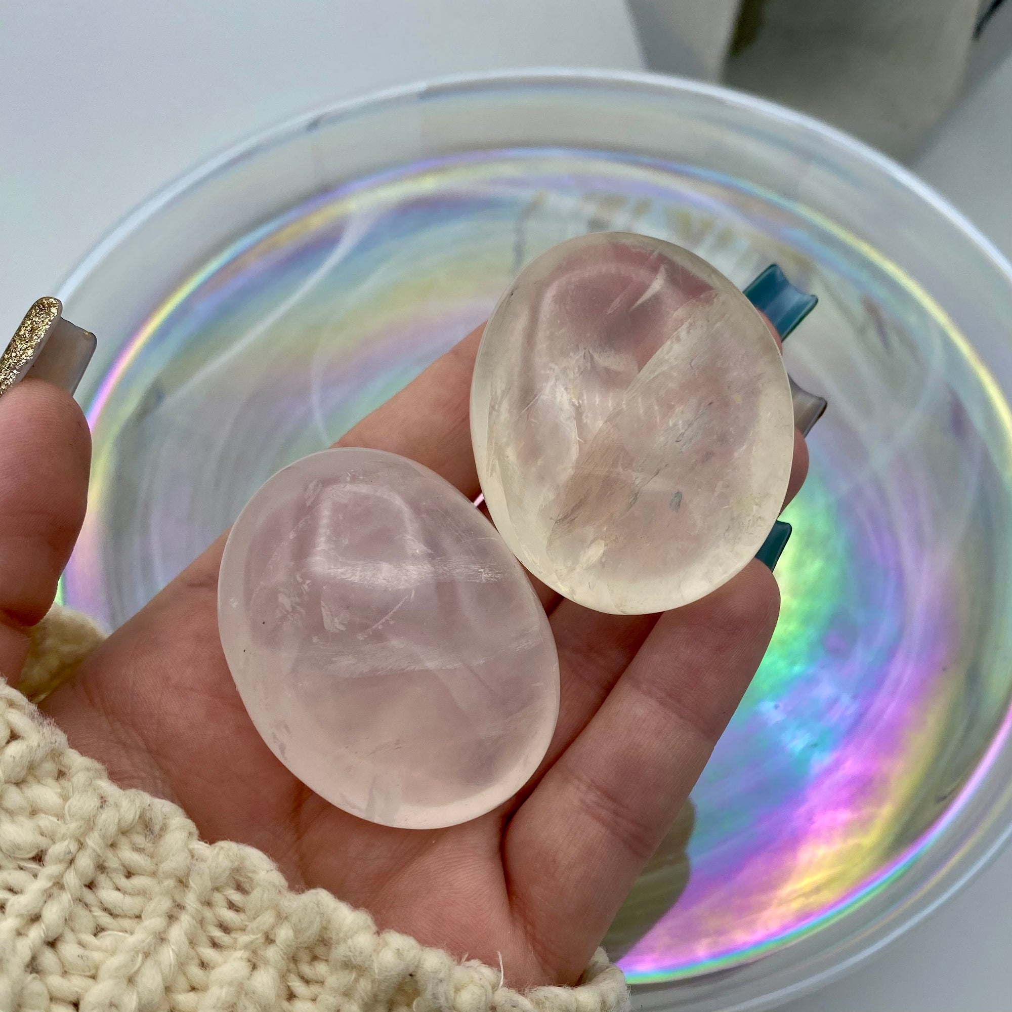 Girasol Quartz Palm Stones