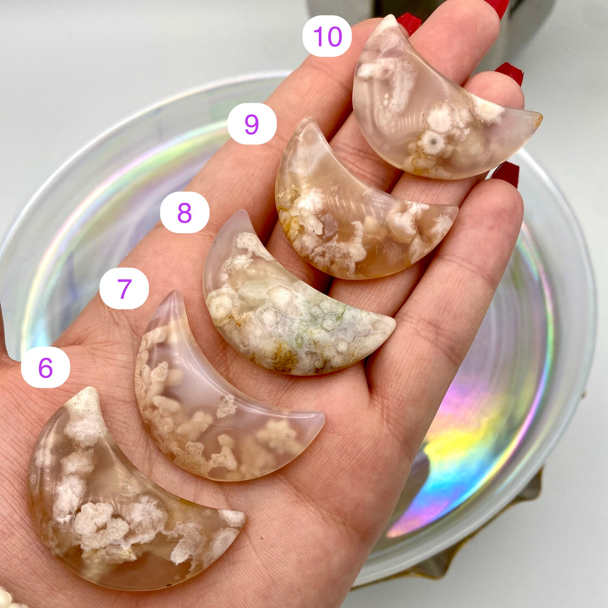 Flower Agate Moons