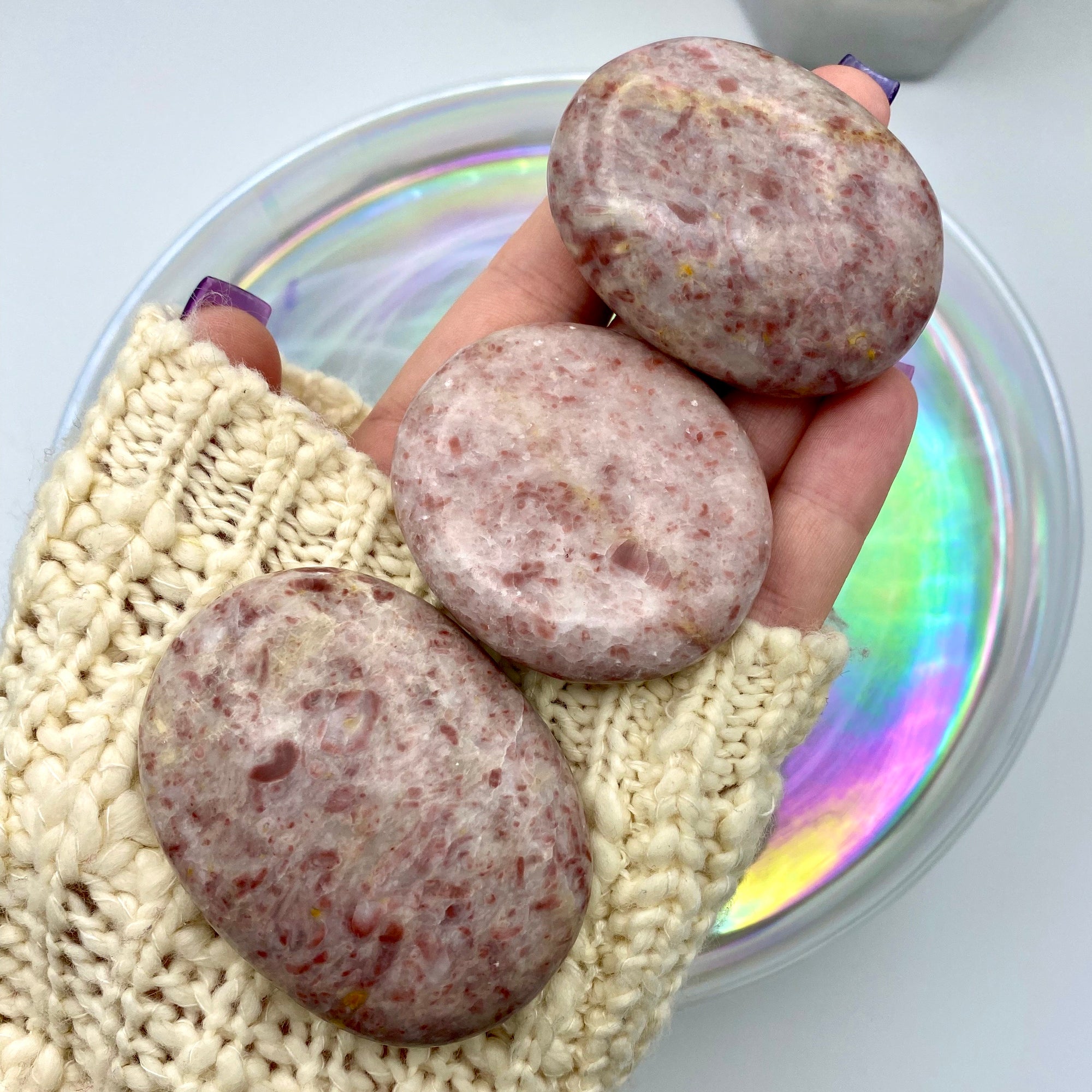 Strawberry Jasper Palm Stones