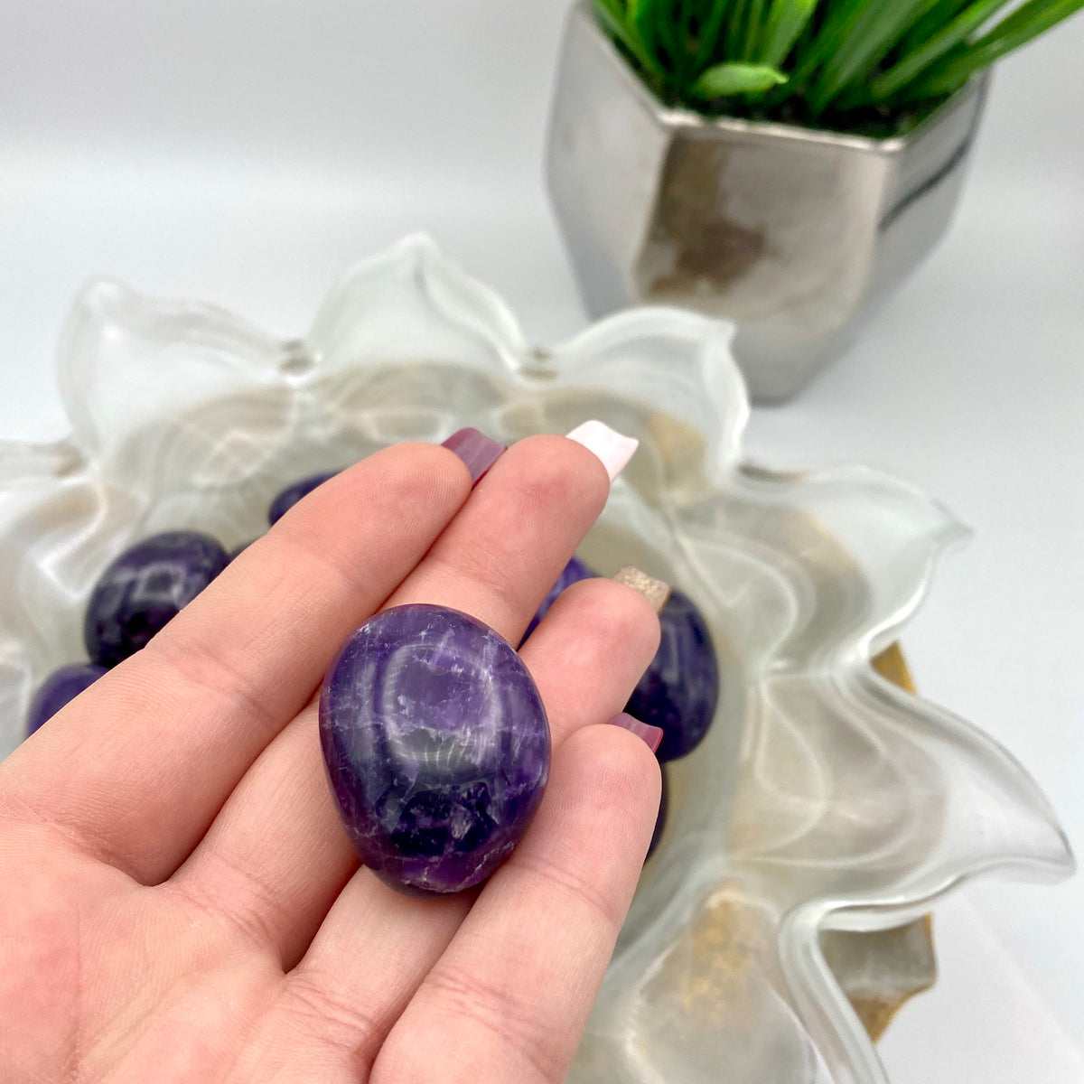 Chevron Amethyst Large Tumbles