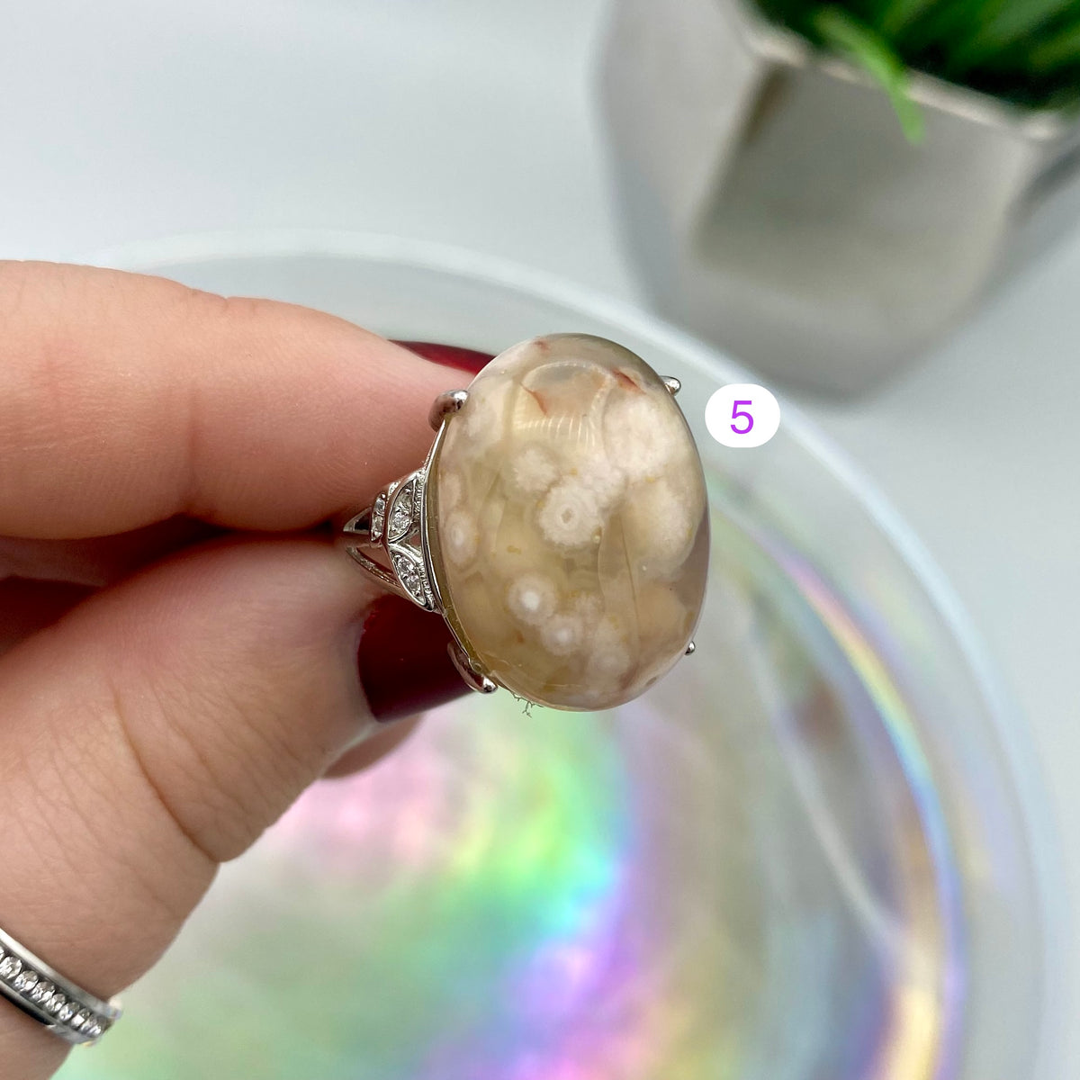 Flower Agate Rings