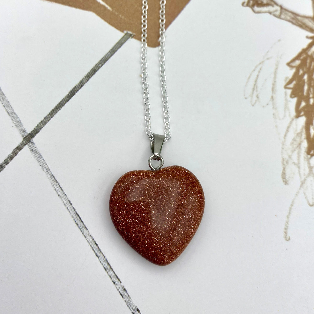 Gold Sandstone Heart Necklace