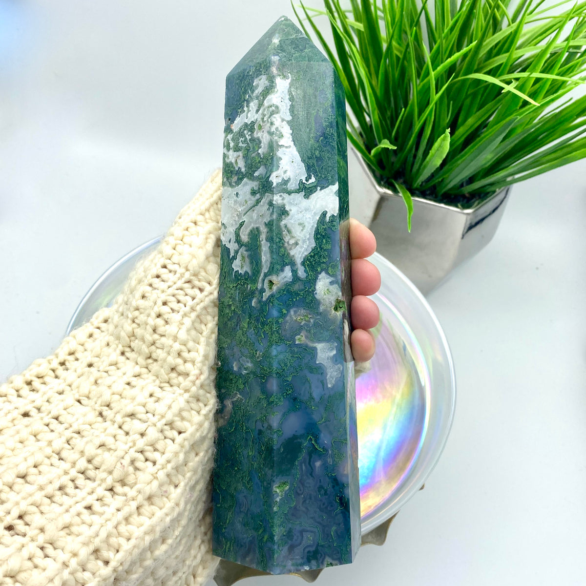 Moss Agate Large Tower #1