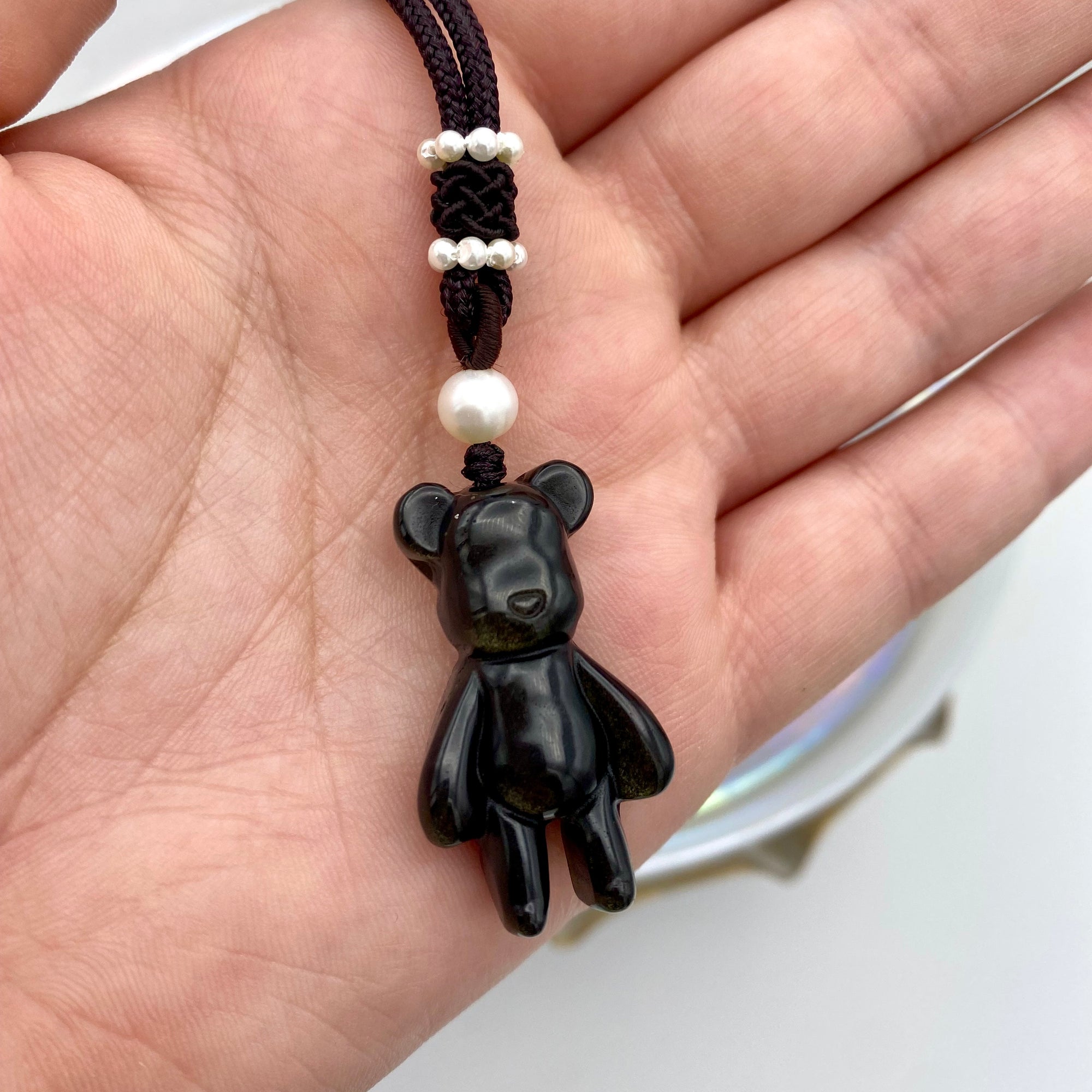 Gold Sheen Obsidian Teddy Bear Necklace