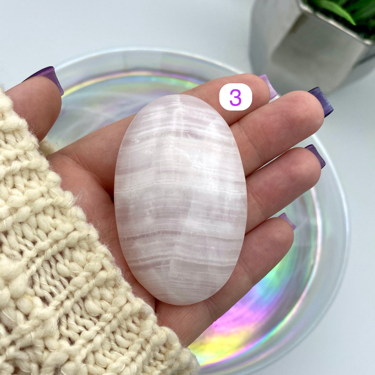 Pink Mangano Calcite Palm Stones