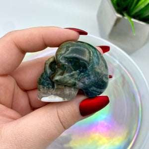 Moss Agate Skull #1