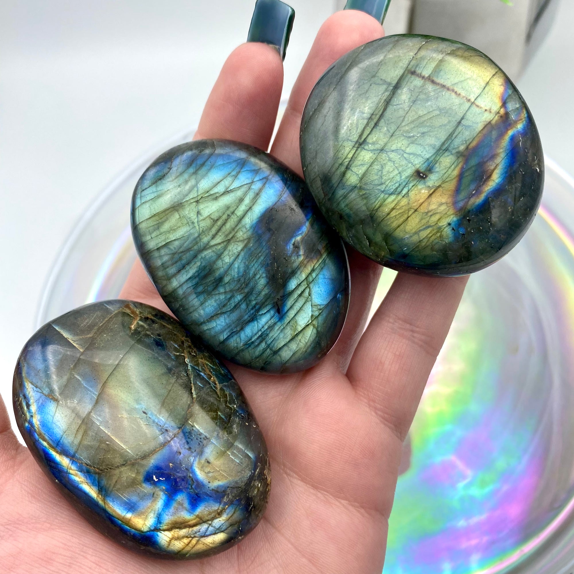 Labradorite Palm Stones - Super Flashy!