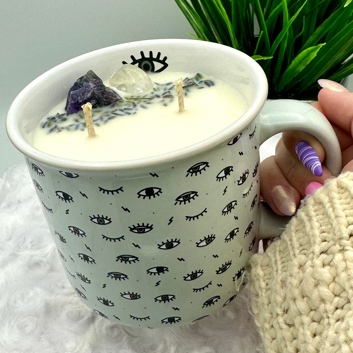 Evil Eye COFFEE MUG Crystal CANDLE