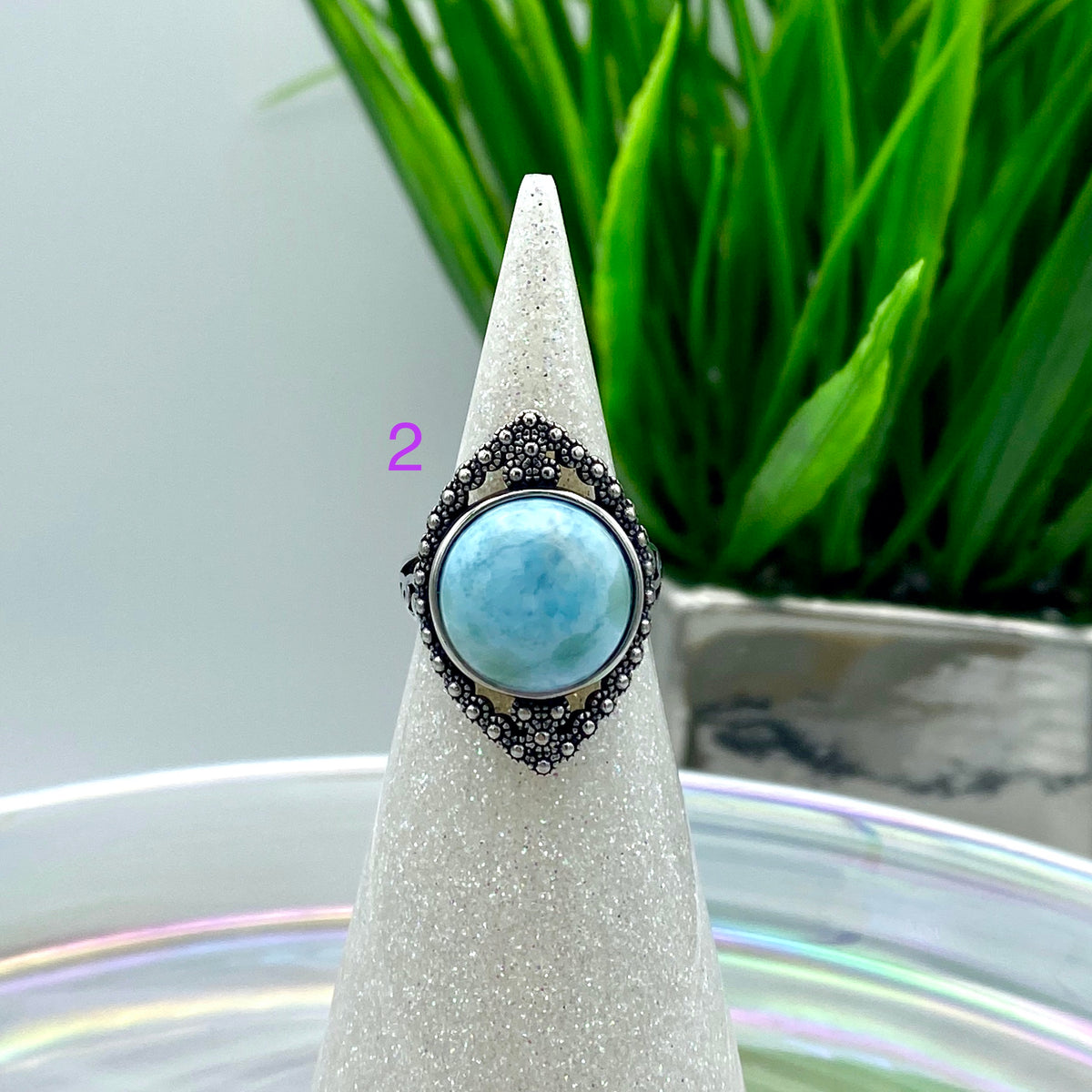 Larimar Diamond Style Rings