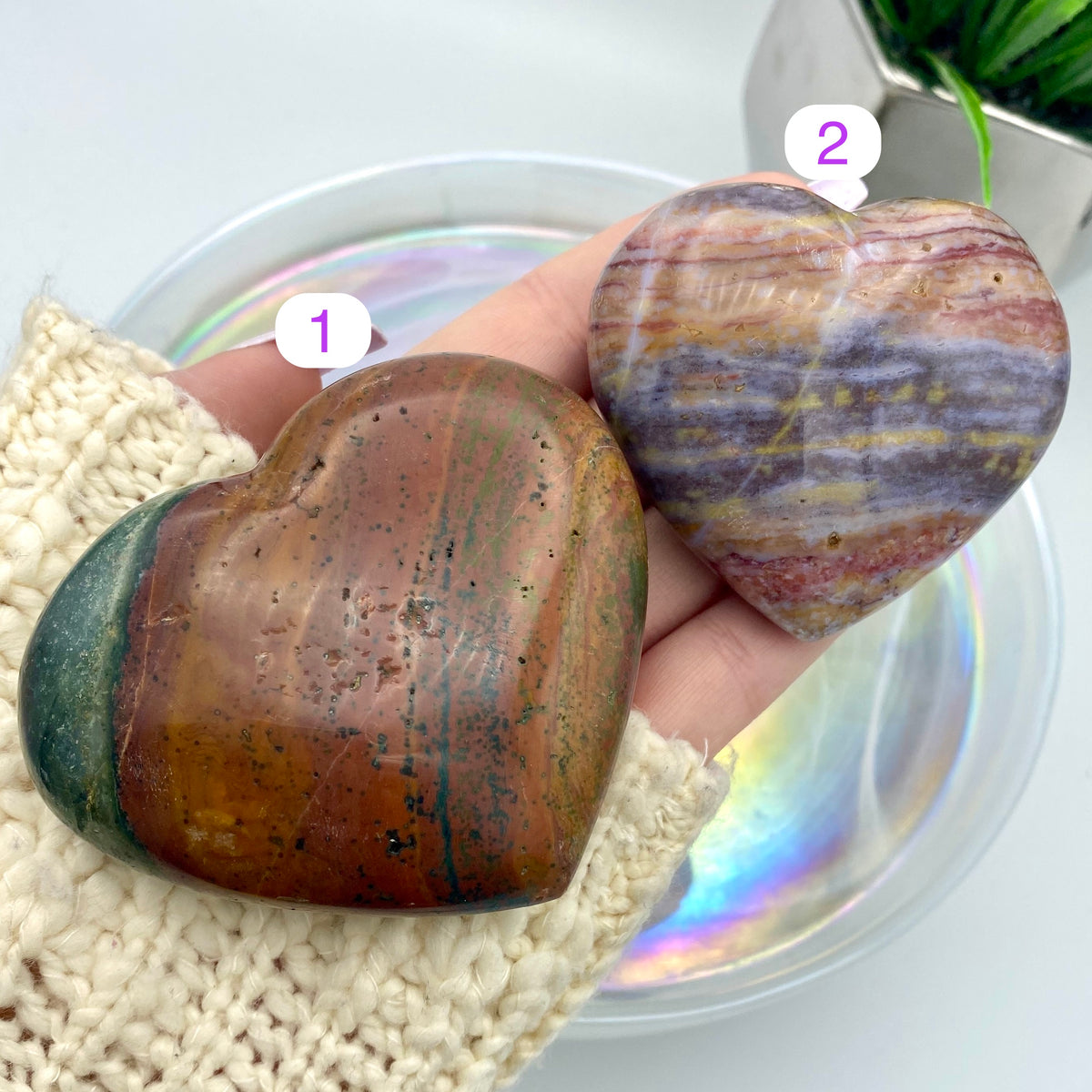 Ocean Jasper Large Hearts