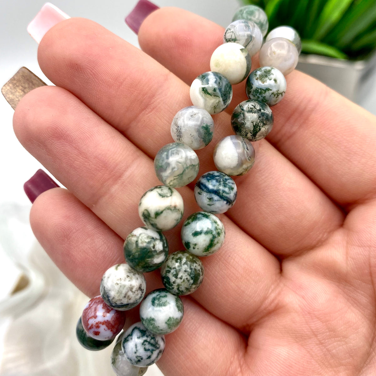 Moss Agate Bracelet - 8mm