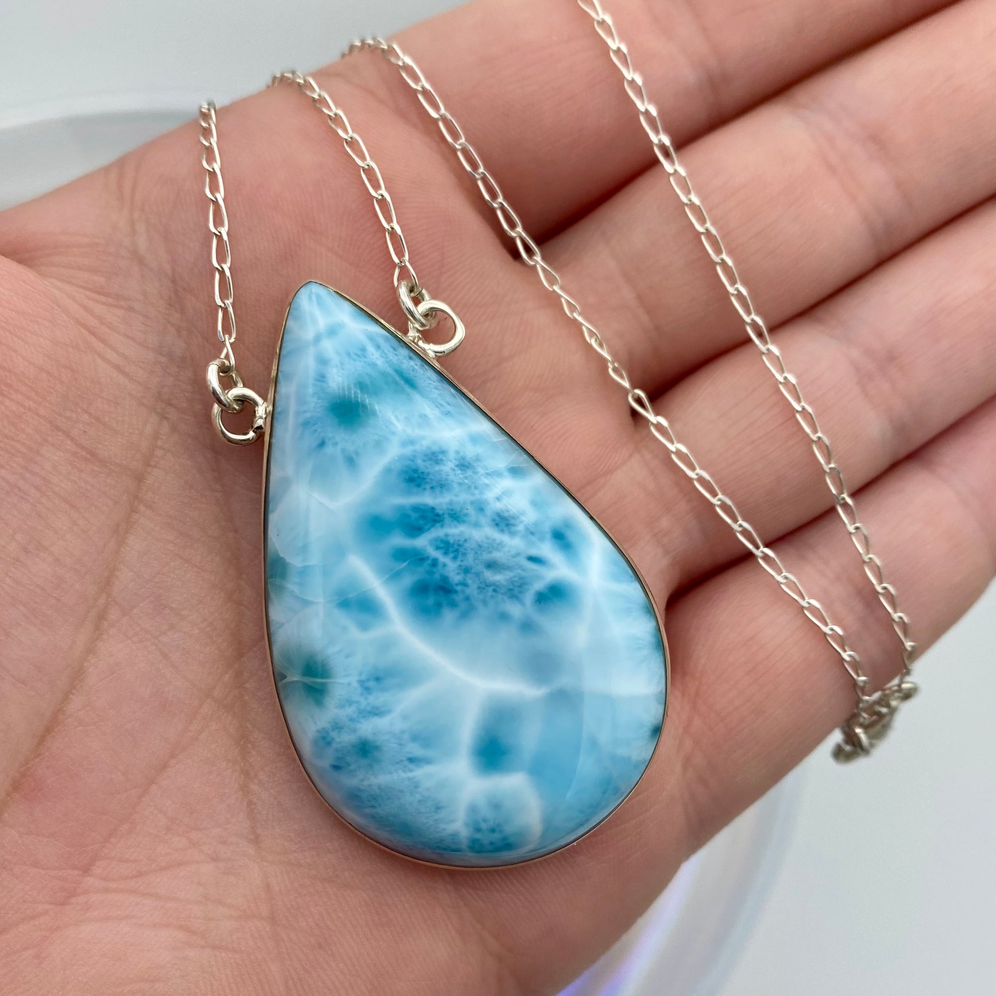 Larimar Large Necklace - .925 Silver