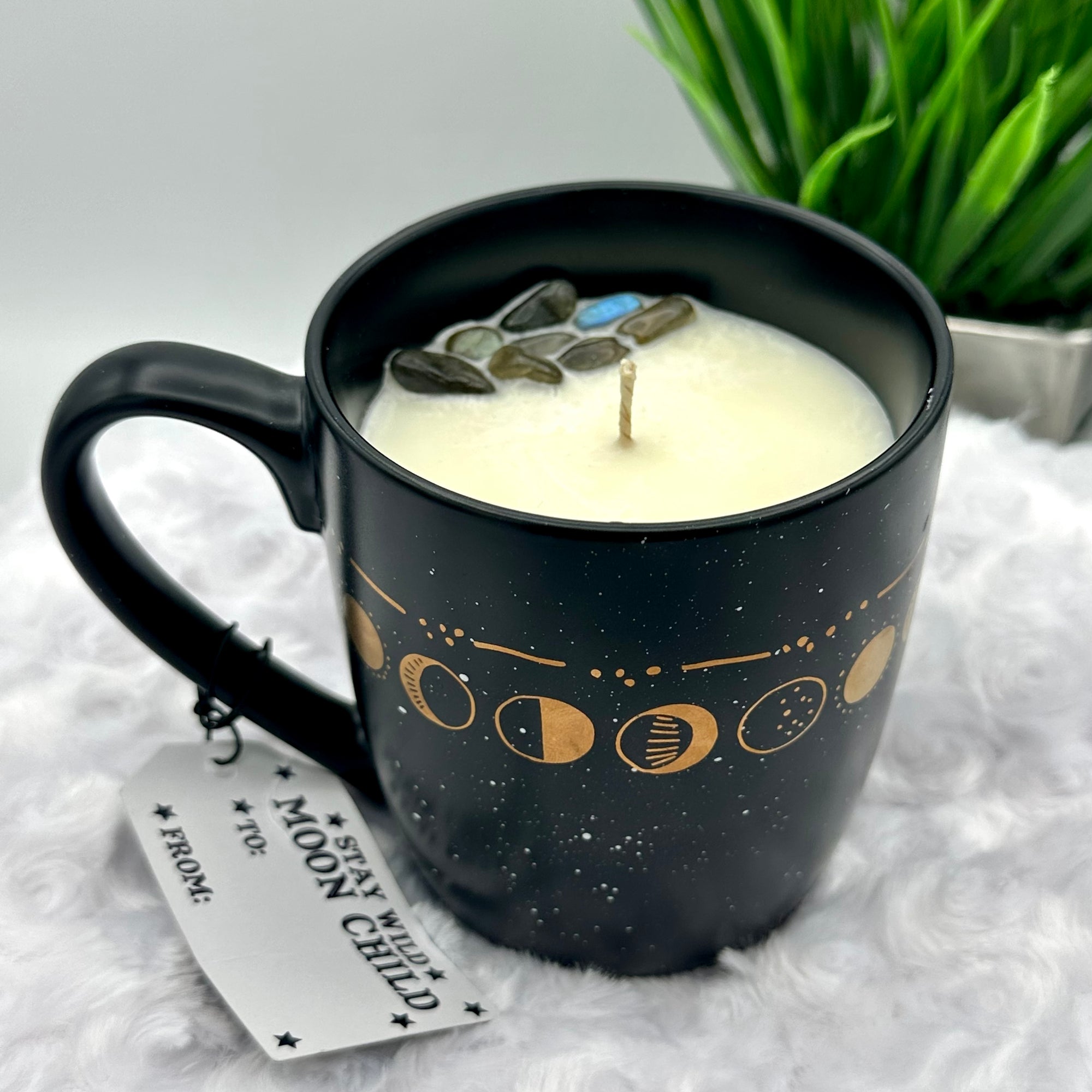 Moon Phase COFFEE MUG Crystal CANDLE